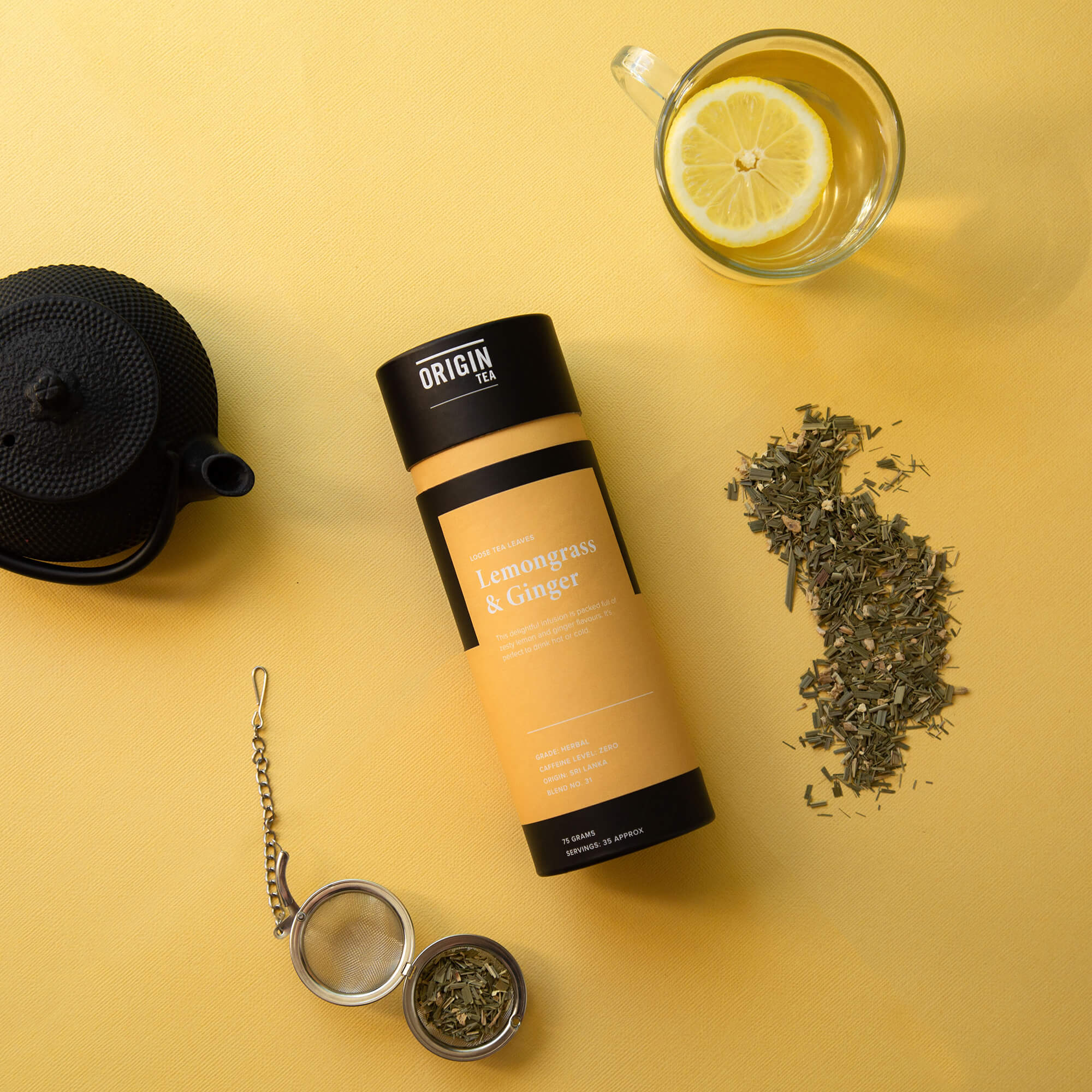 Lemongrass Ginger Caffeine Free Loose Leaf Herbal Tea - 75g - Origin Tea