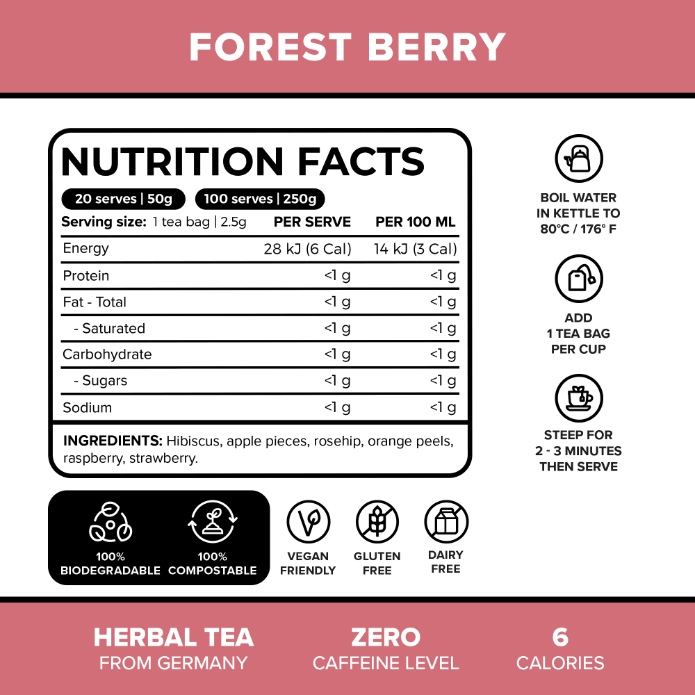 Forest Berry Caffeine Free Pyramid Herbal Tea Bags
