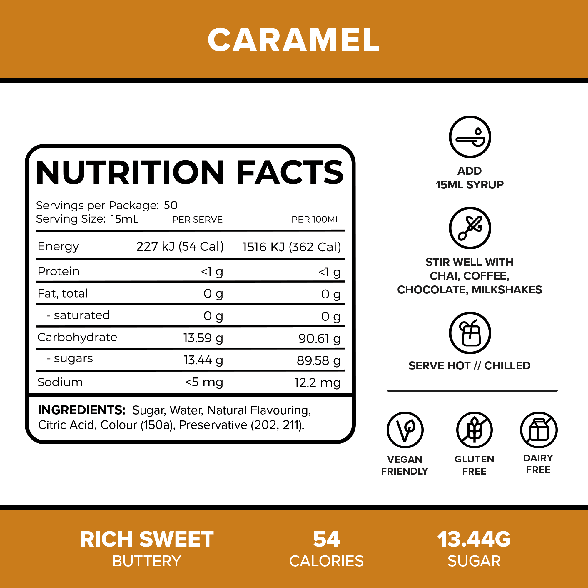 Caramel Premium Coffee Syrup Tea Leaves & Tea Bags - Origin Tea