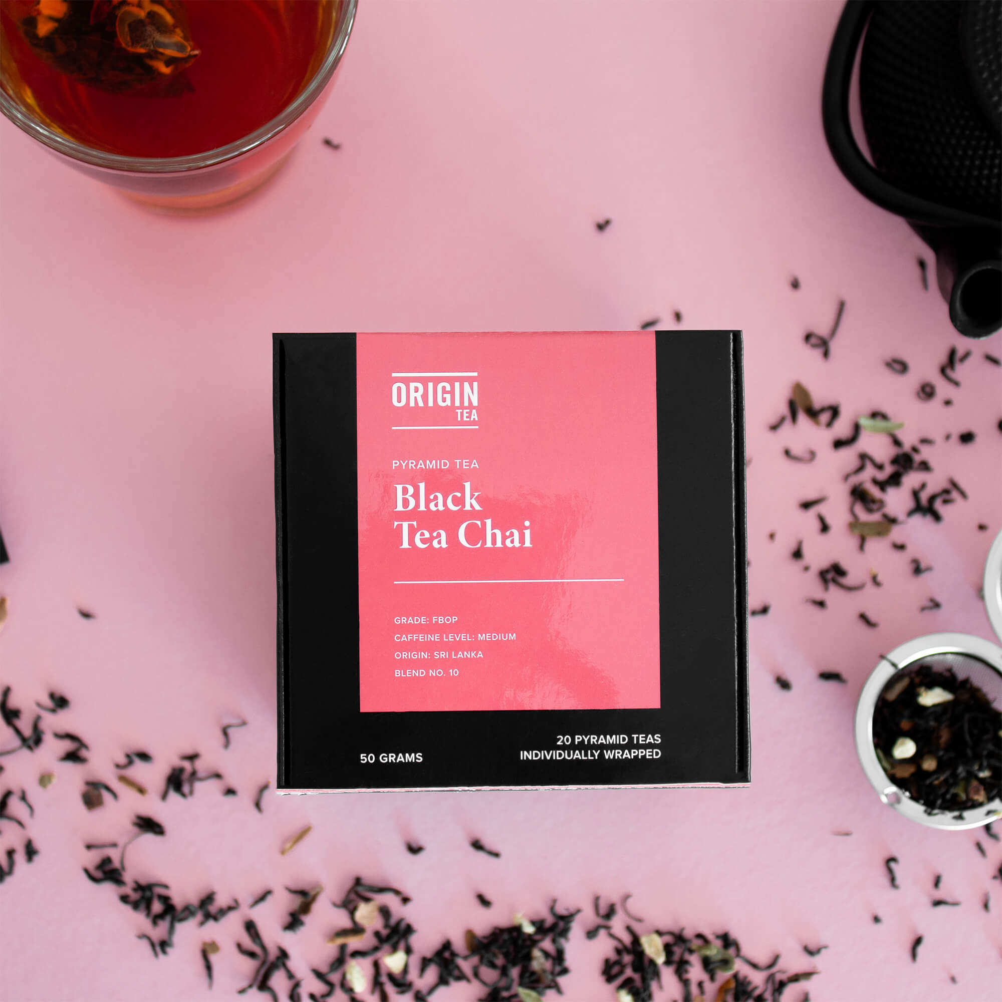 Black Chai Pyramid Black Tea Bags - 20 Bags - Origin Tea