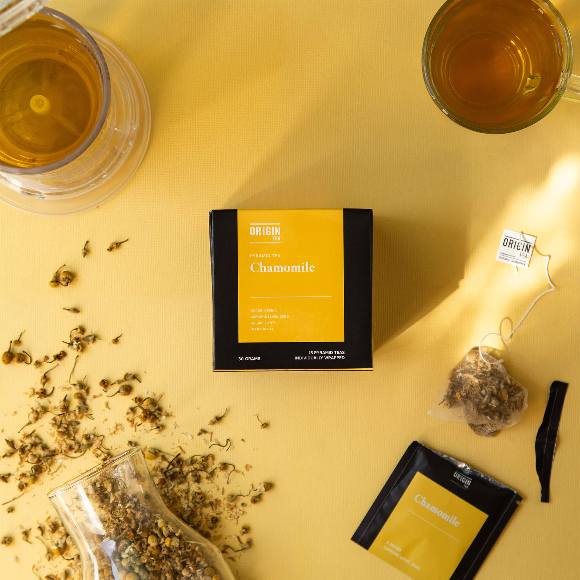 Chamomile Caffeine Free Pyramid Herbal Tea Bags - 20 Bags - Origin Tea