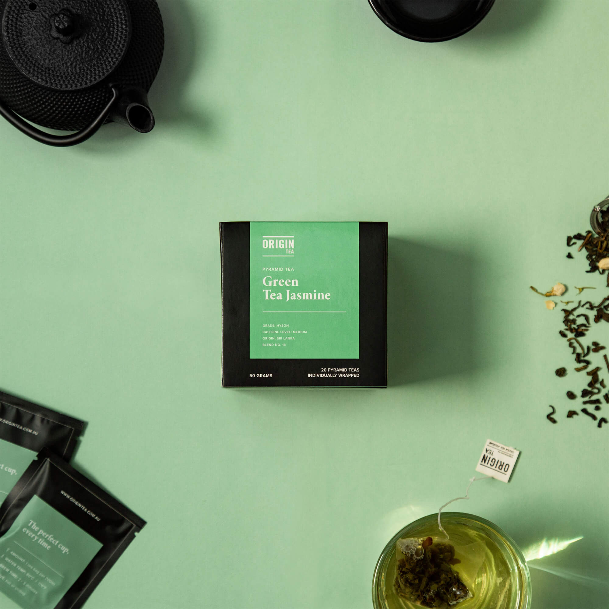 Origin Tea - Green Jasmine Pyramid Green Tea Bags