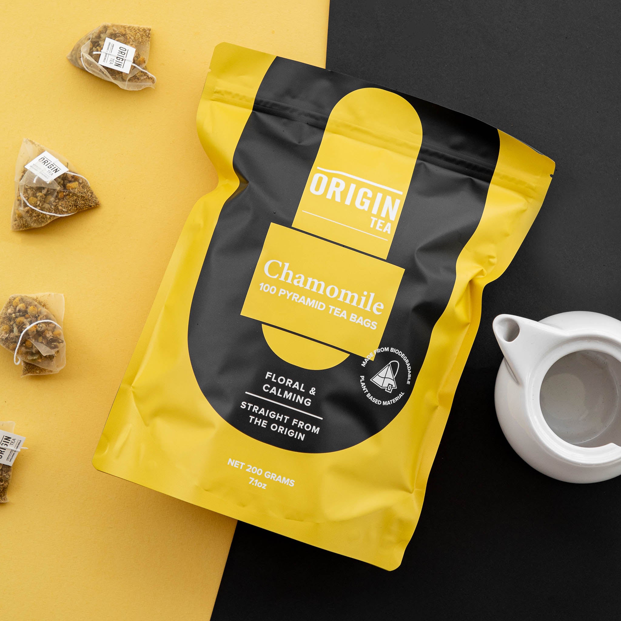 Chamomile Caffeine Free Pyramid Herbal Tea Bags - 100 Bags - Origin Tea