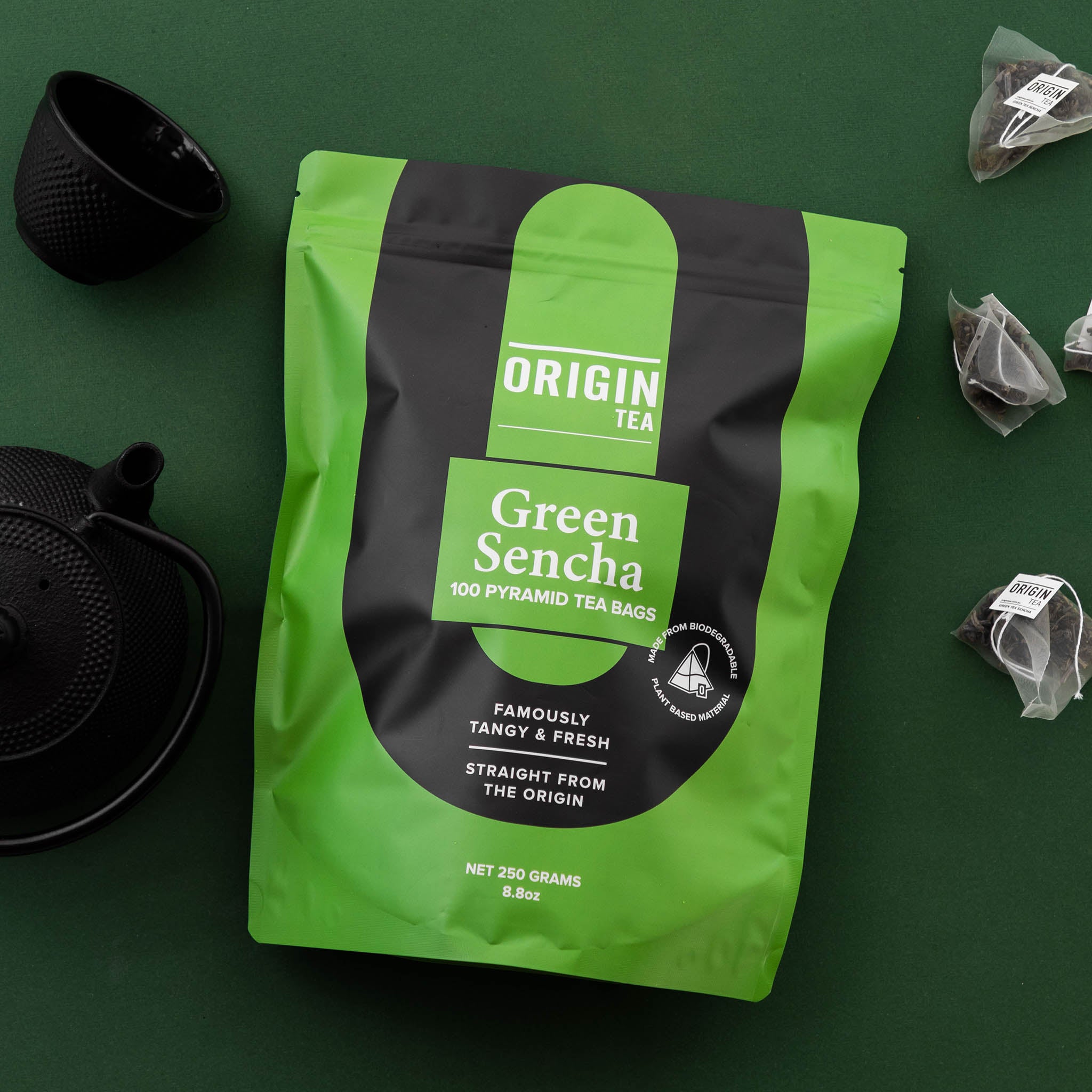 Green Sencha Pyramid Green Tea Bags - 100 Bags - Origin Tea