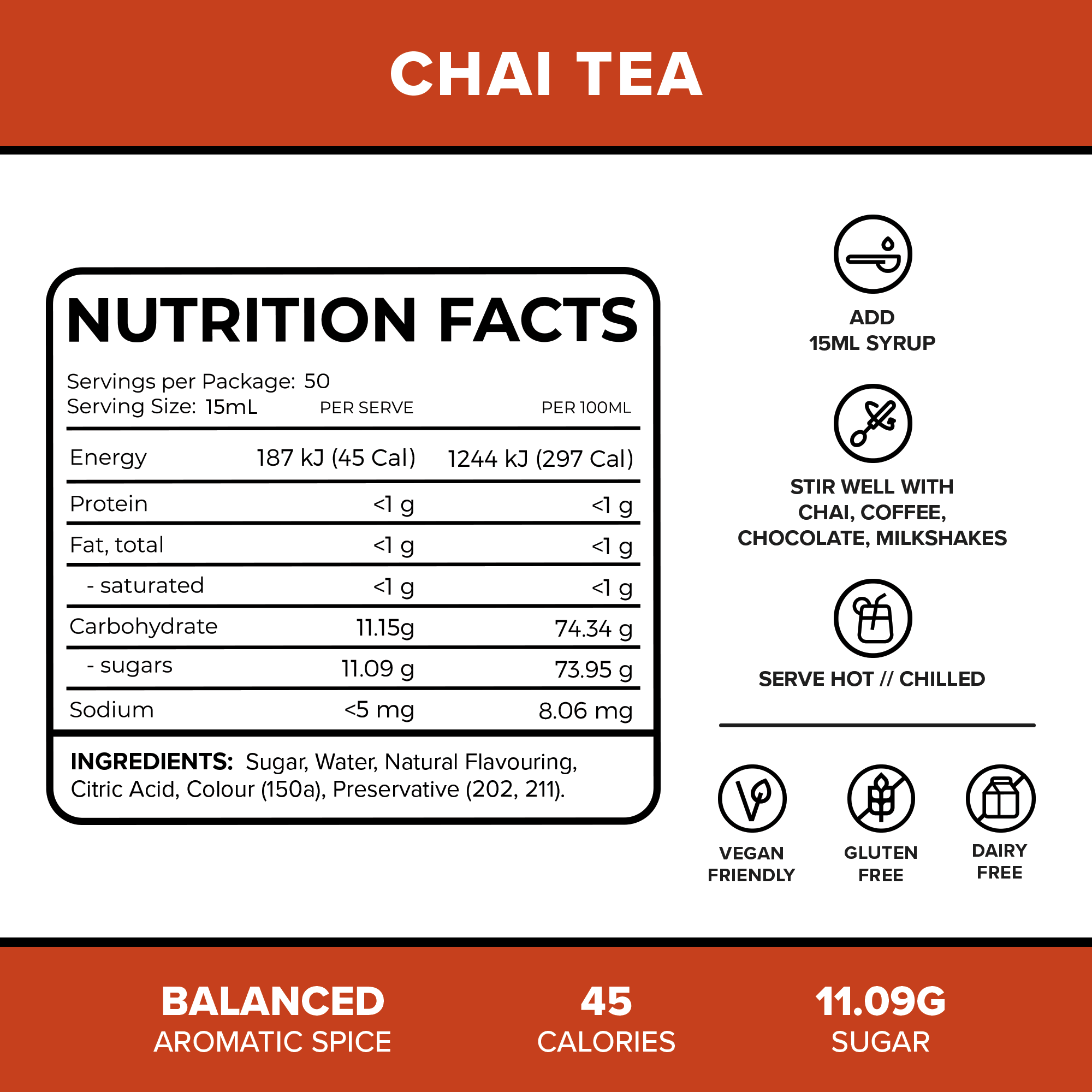 Chai Tea Premium Coffee Syrup Tea Leaves & Tea Bags - Origin Tea