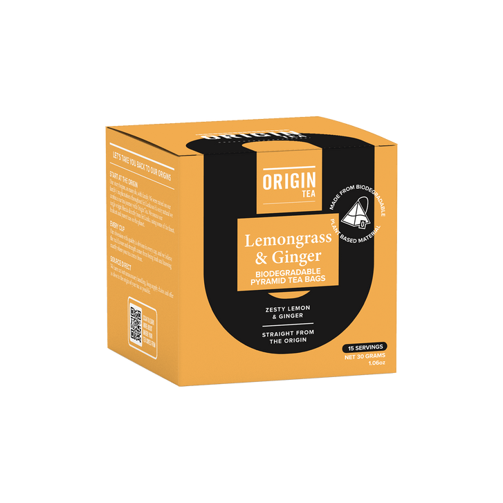 Origin Tea - Lemongrass Ginger Caffeine Free Pyramid Herbal Tea Bags